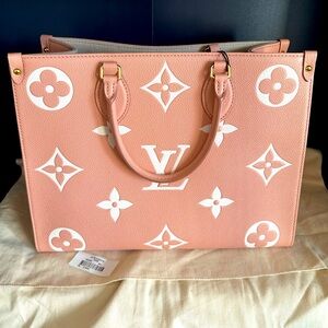 NEW Limited Edition Louis Vuitton On the Go MM Empreinte Bicolor Rose Trianon